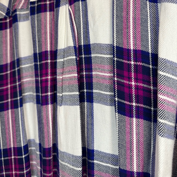 NWT Rails Purple White Plaid Flannel Shirt Dress Tie Waist Size S - Picture 10 of 10